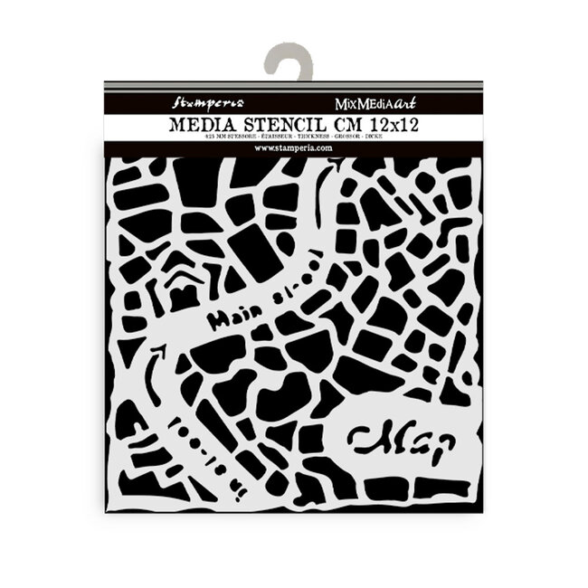 Stamperia Thick stencil cm 12X12 - Art of Travelling street map