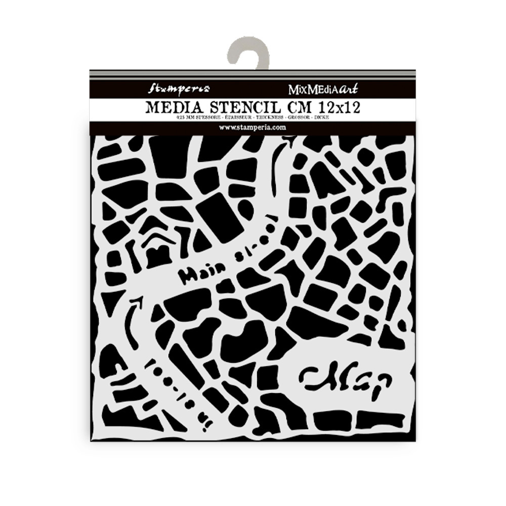 Stamperia Thick stencil cm 12X12 - Art of Travelling street map