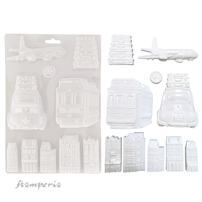 Stamperia Soft Mould A4 - Art of Travelling transports