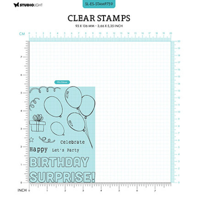 Studio Light SL Clear stamps Balloon box pop-up Essentials nr.759