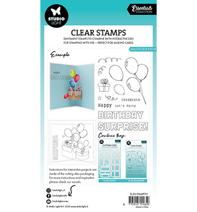 Studio Light SL Clear stamps Balloon box pop-up Essentials nr.759