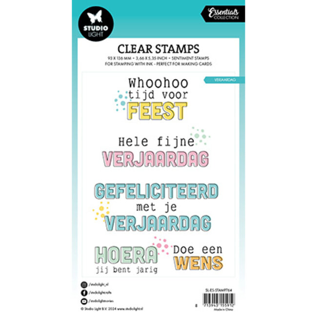 Studio Light SL Clear stamps Verjaardag teksten Essentials nr.764