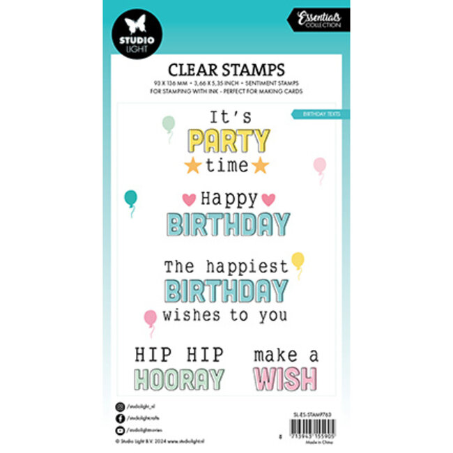 Studio Light SL Clear stamps Birthday texts Essentials nr.763