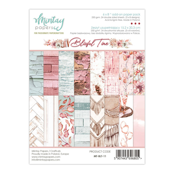 Mintay papers 6 X 8 ADD-ON PAPER PAD - BLISSFUL TIME