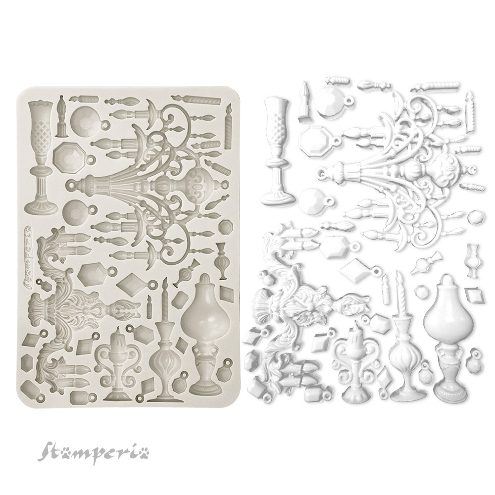 Stamperia Silicon mold A5 - Masquerade candle holders