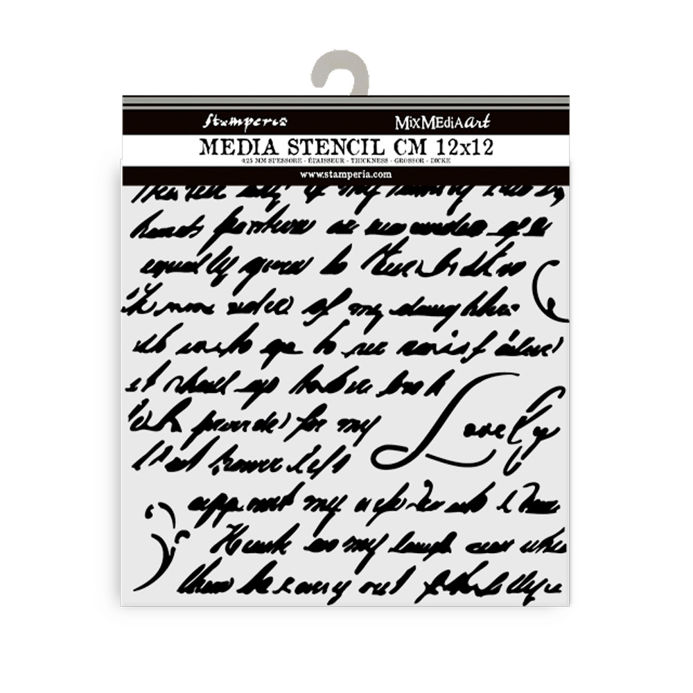 Stamperia Thick stencil cm 12X12 - Masquerade handwriting
