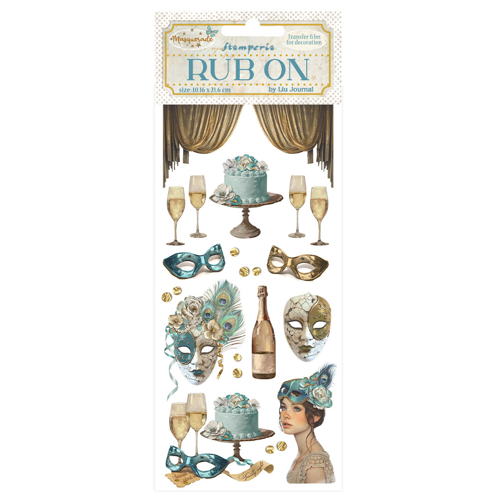 Stamperia Rub-on cm 10,16x21,6 - Masquerade masks