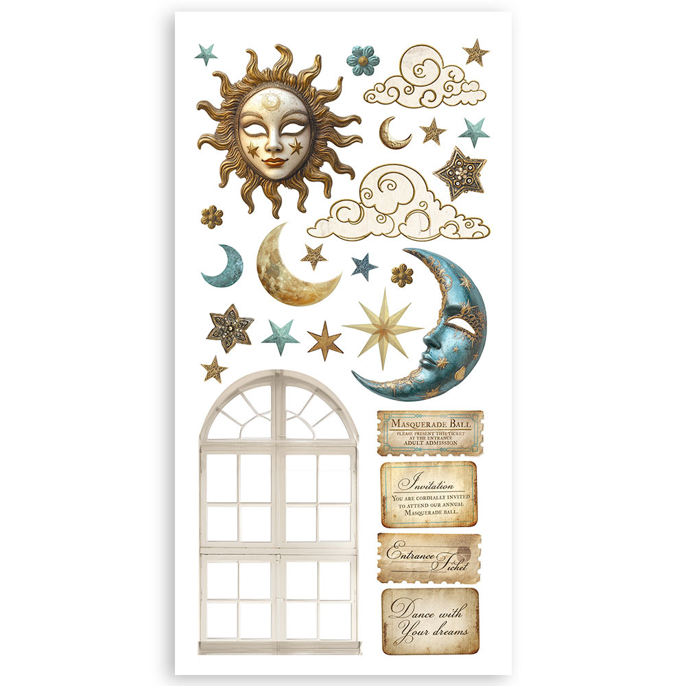 Stamperia Paper cut-outs 2 Double Face -  4 sheets cm. 15x30,5 - Masquerade