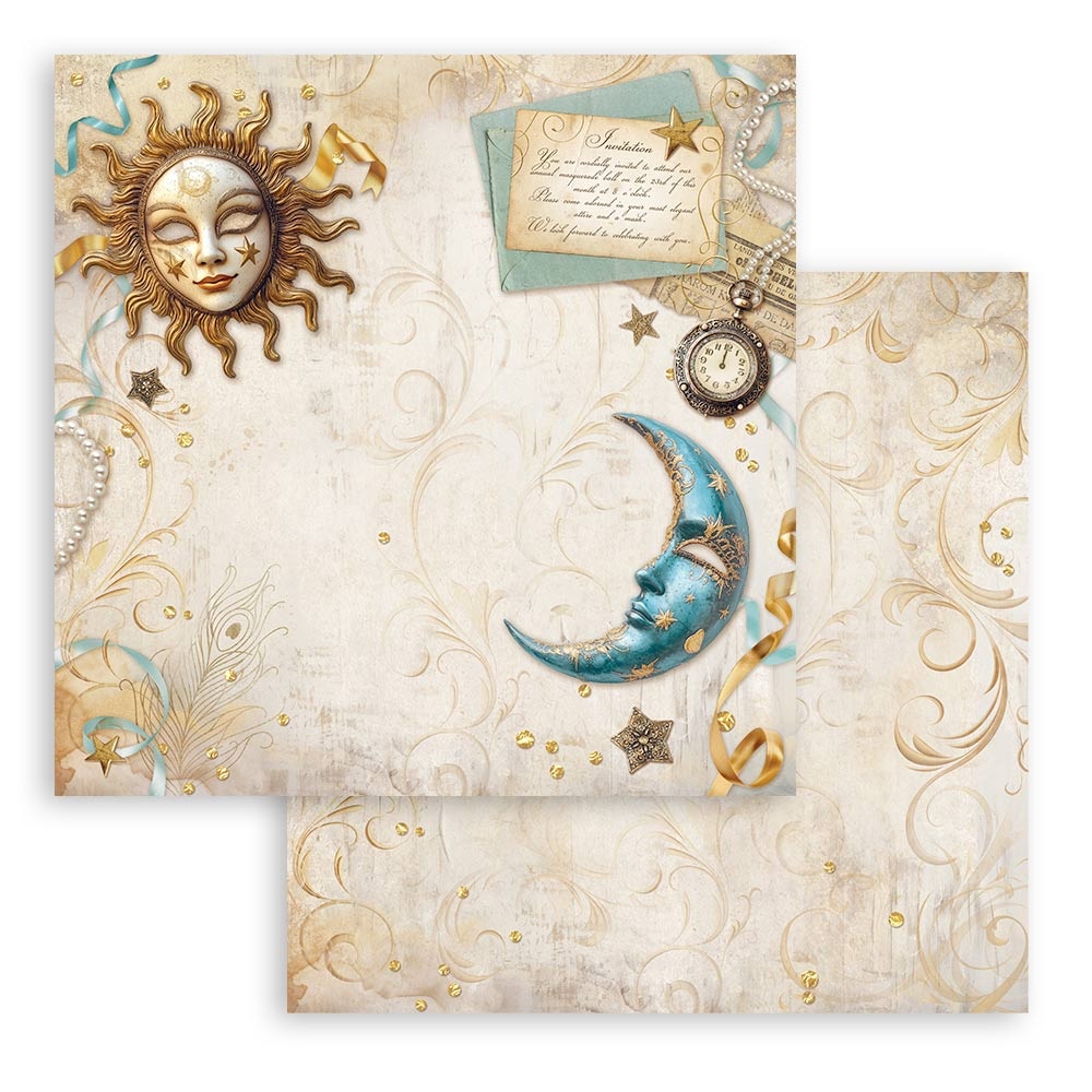 Stamperia Scrapbooking Double face sheet - Masquerade sun and moon