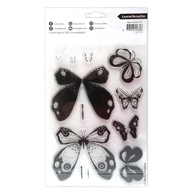 Studio Light ABM Clear Stamp Layered Butterflies Art By Marlene nr.779