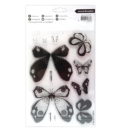 Studio Light ABM Clear Stamp Layered Butterflies Art By Marlene nr.779
