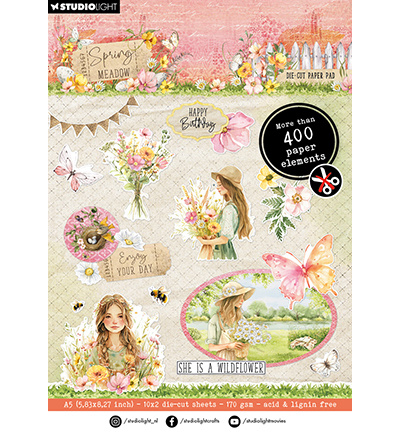 Studio Light SL Die-cut Paper Pad Paper Elements Spring Meadow nr.268