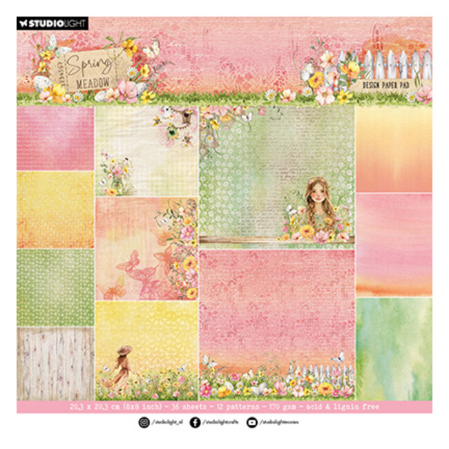 Studio Light SL Designer Paper Pad Backgroundpaper Spring Meadow nr.270