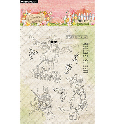 Studio Light SL Clear Stamp Spring Girls Spring Meadow nr.772