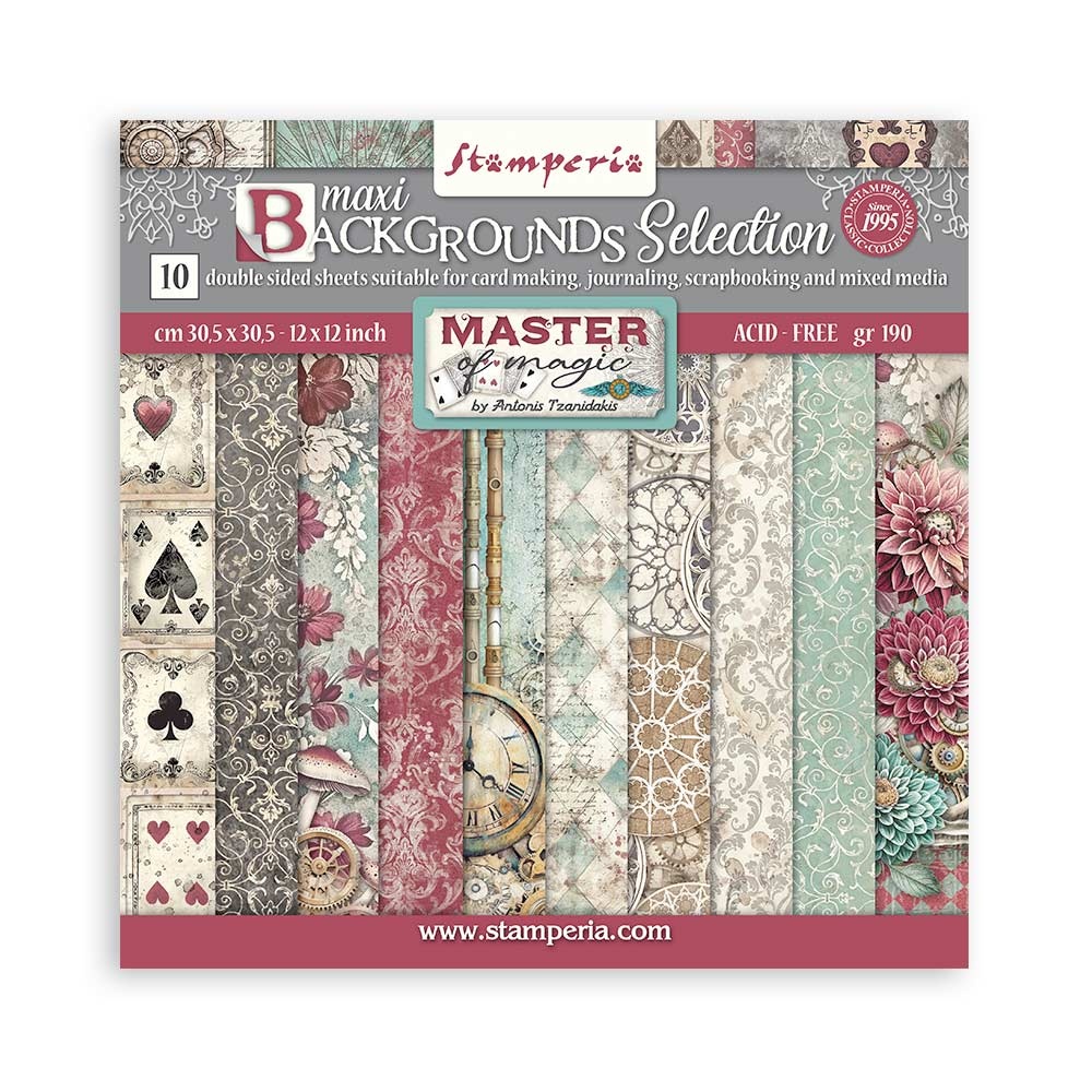 Stamperia Scrapbooking Pad 10 sheets cm 30,5x30,5 (12"x12") Maxi Background selection - Master of Magic