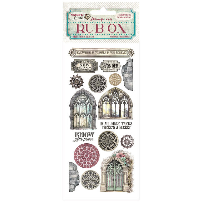 Stamperia Rub-on cm 10,16x21,6 - Master of Magic gothic windows