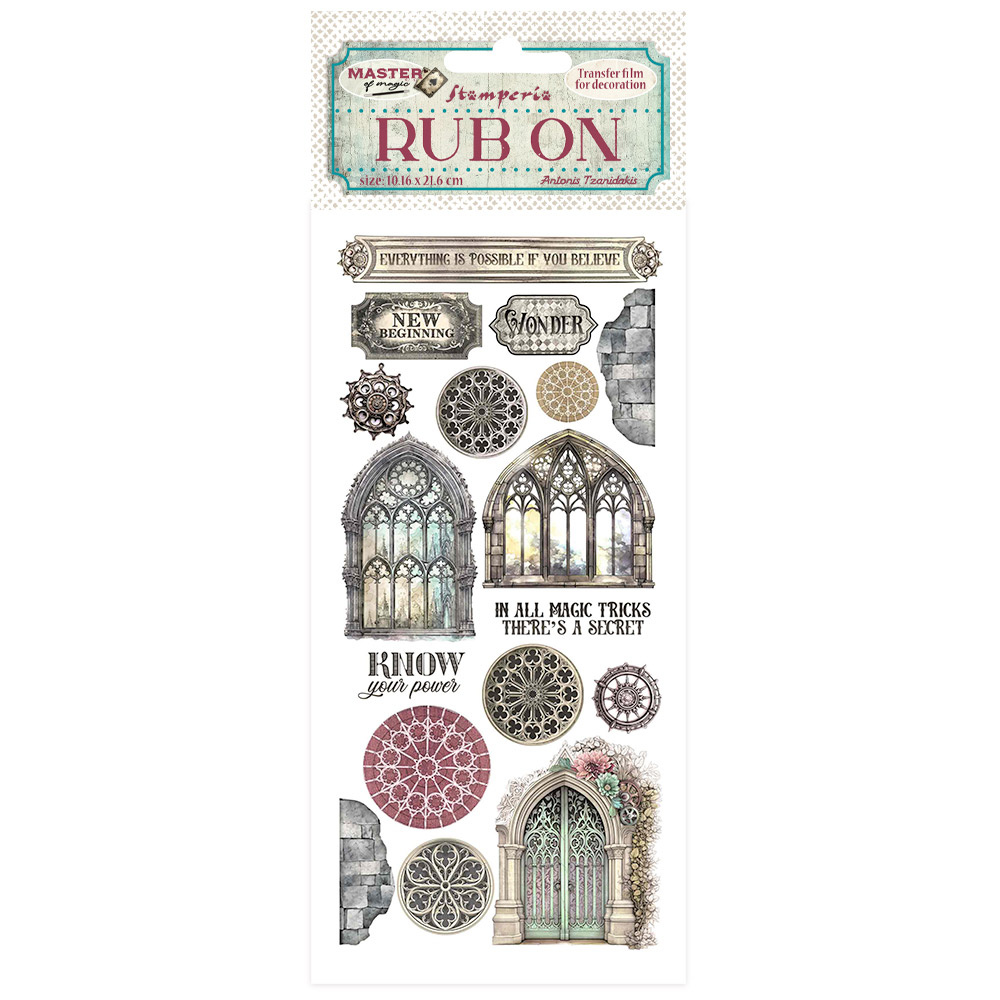 Stamperia Rub-on cm 10,16x21,6 - Master of Magic gothic windows