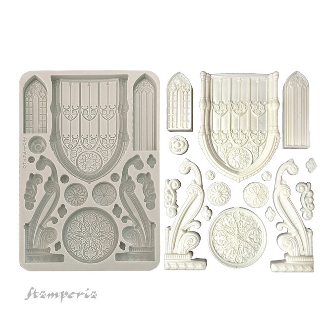 Stamperia Silicon mould A5 - Master of Magic gothic architecture elements