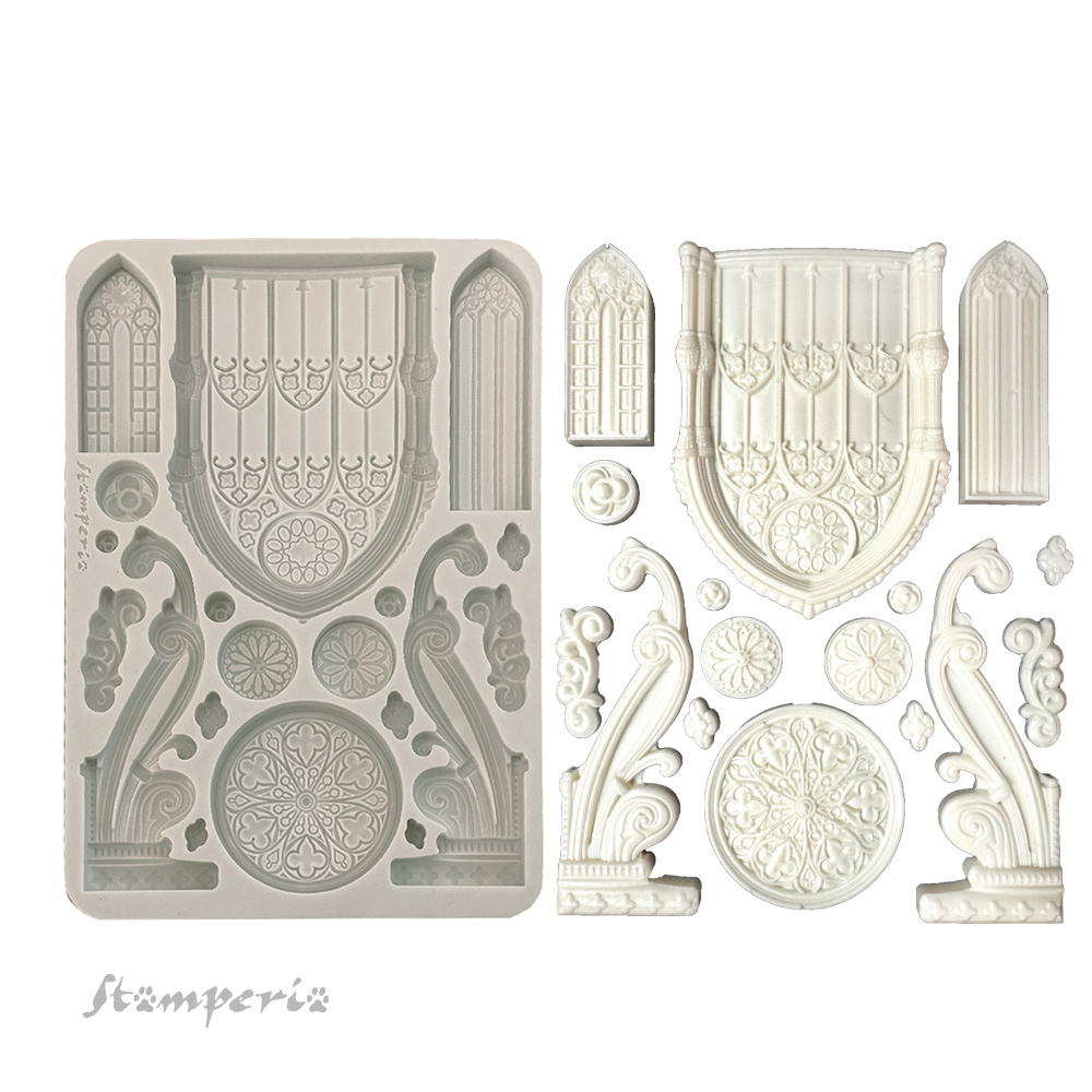 Stamperia Silicon mould A5 - Master of Magic gothic architecture elements