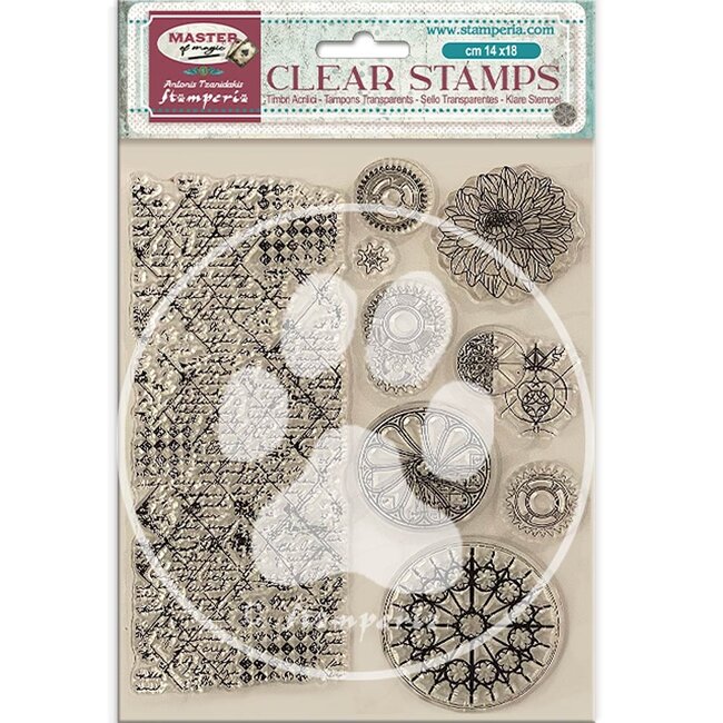 Stamperia Acrylic stamp cm 14x18 - Master of Magic border and circles