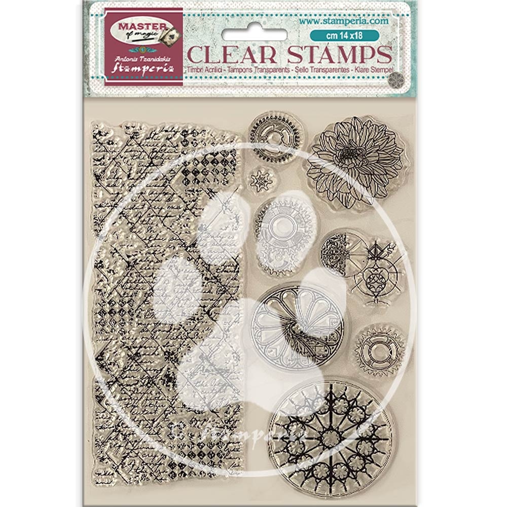 Stamperia Acrylic stamp cm 14x18 - Master of Magic border and circles