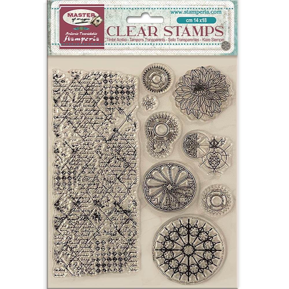 Stamperia Acrylic stamp cm 14x18 - Master of Magic border and circles