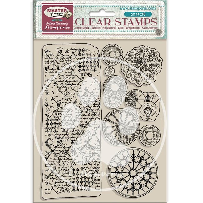 Stamperia Acrylic stamp cm 14x18 - Master of Magic border and circles