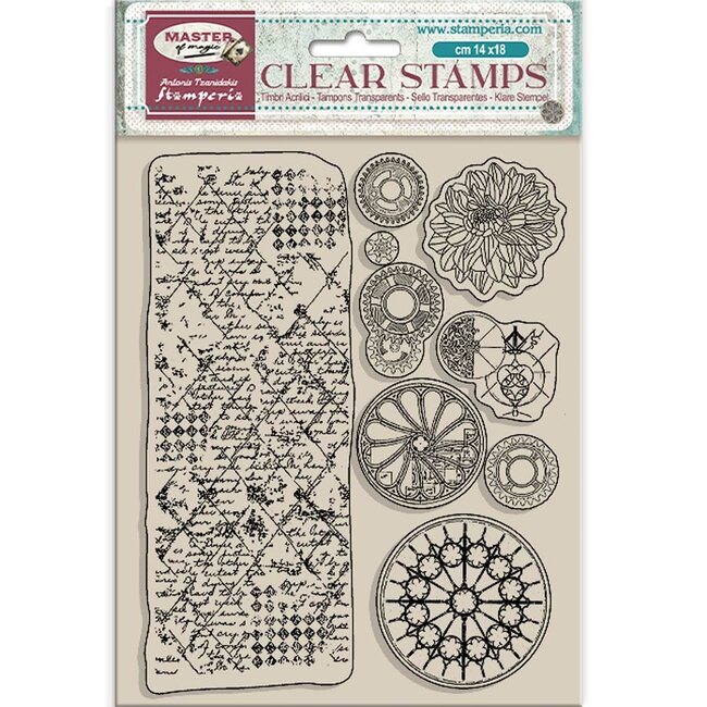 Stamperia Acrylic stamp cm 14x18 - Master of Magic border and circles