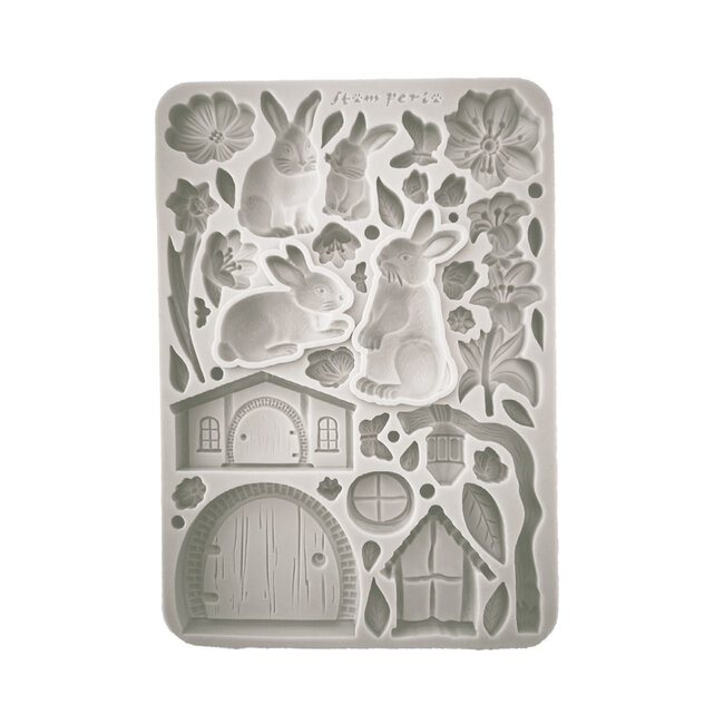 Stamperia Silicon mould A5 - Rabbit and flowers