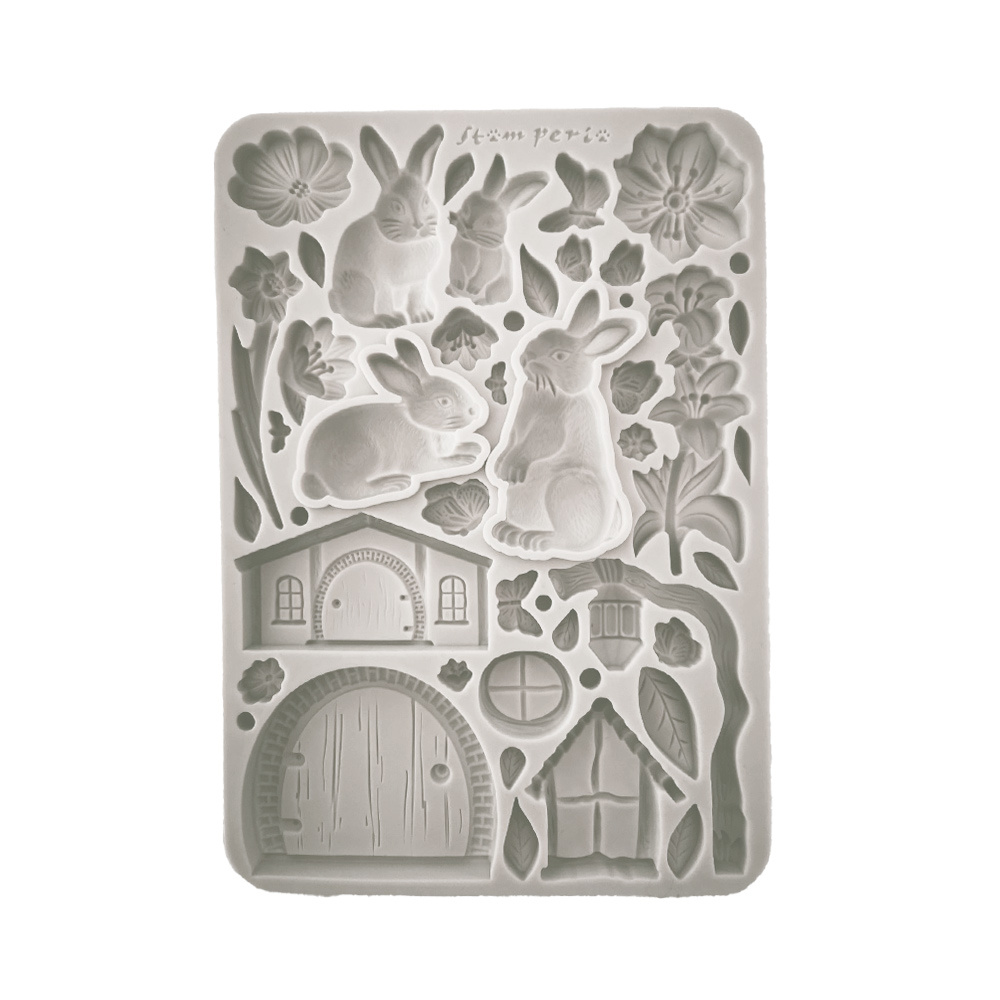 Stamperia Silicon mould A5 - Rabbit and flowers
