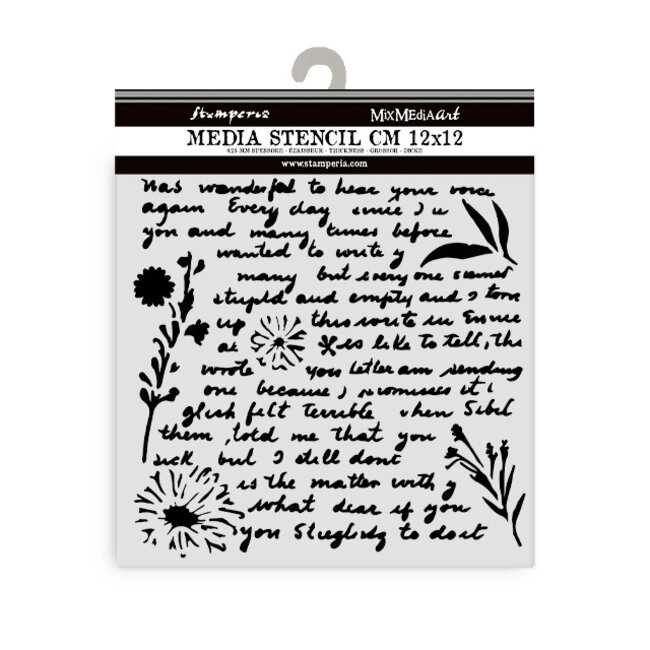 Stamperia Thick stencil cm 12X12 - Writings pattern