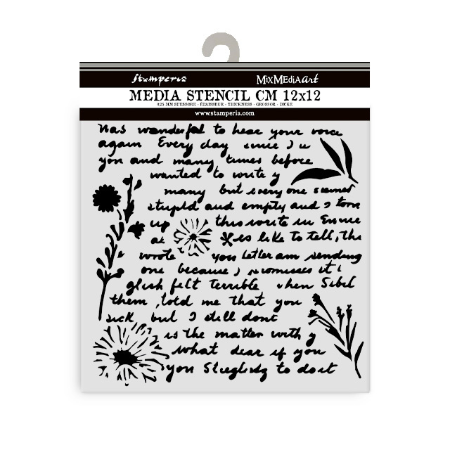 Stamperia Thick stencil cm 12X12 - Writings pattern