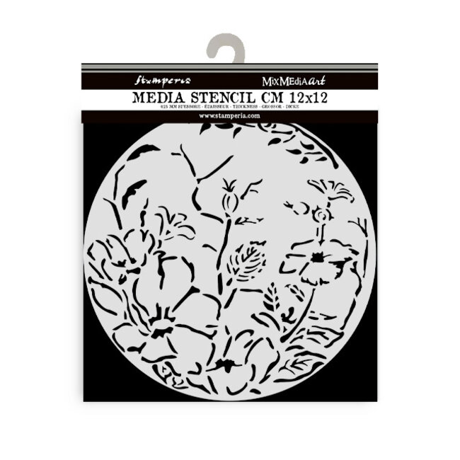 Stamperia Thick stencil cm 12X12 - Round frame with flowers