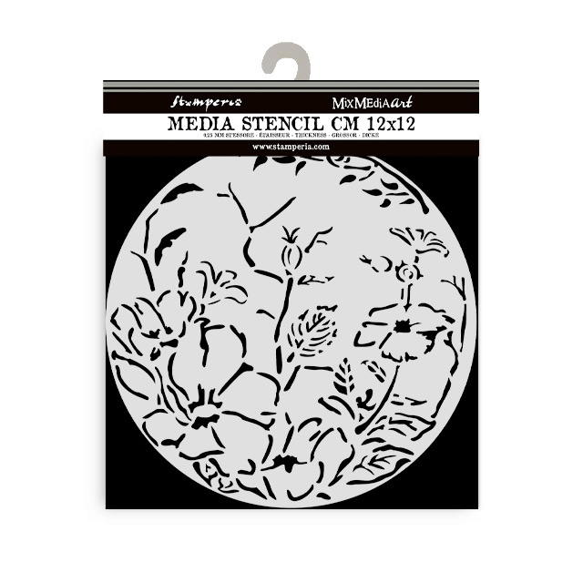 Stamperia Thick stencil cm 12X12 - Round frame with flowers