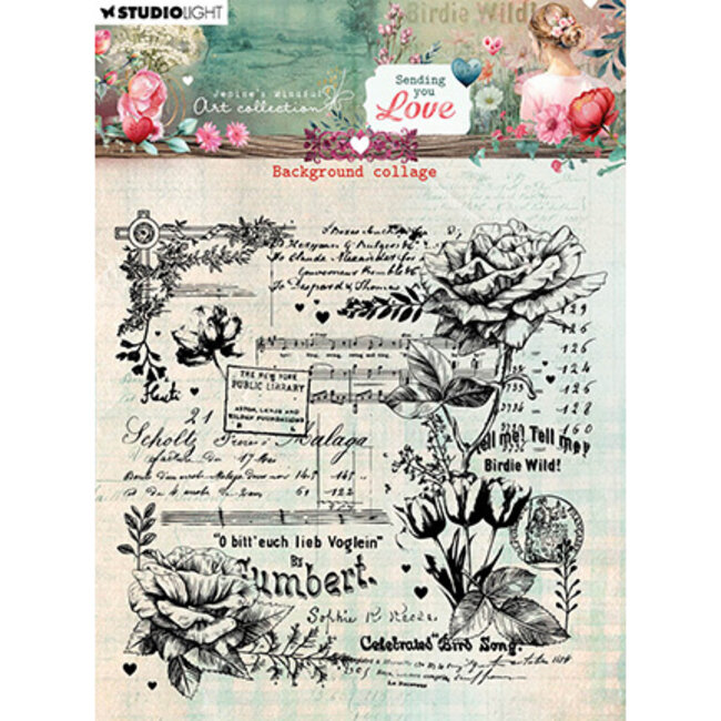 Studio Light JMA Clear stamps Background Collage Sending You Love nr.797