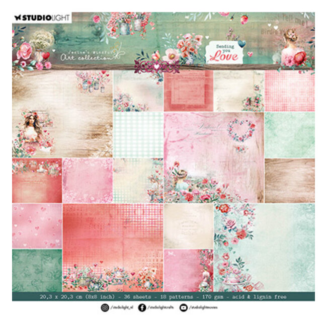 Studio Light JMA Designer Paper Pad Backgrounds Sending You Love nr.289