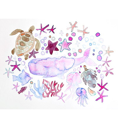 Kuretake / ZIG MC20GN/5V) Gansai Tambi Granulating Colors, 5 Colors set