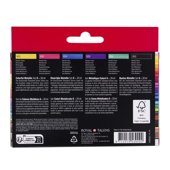 Amsterdam all acrylics Amsterdam • Standard Series Acrylverf Kleurrijke Metallic Set 6x20ml