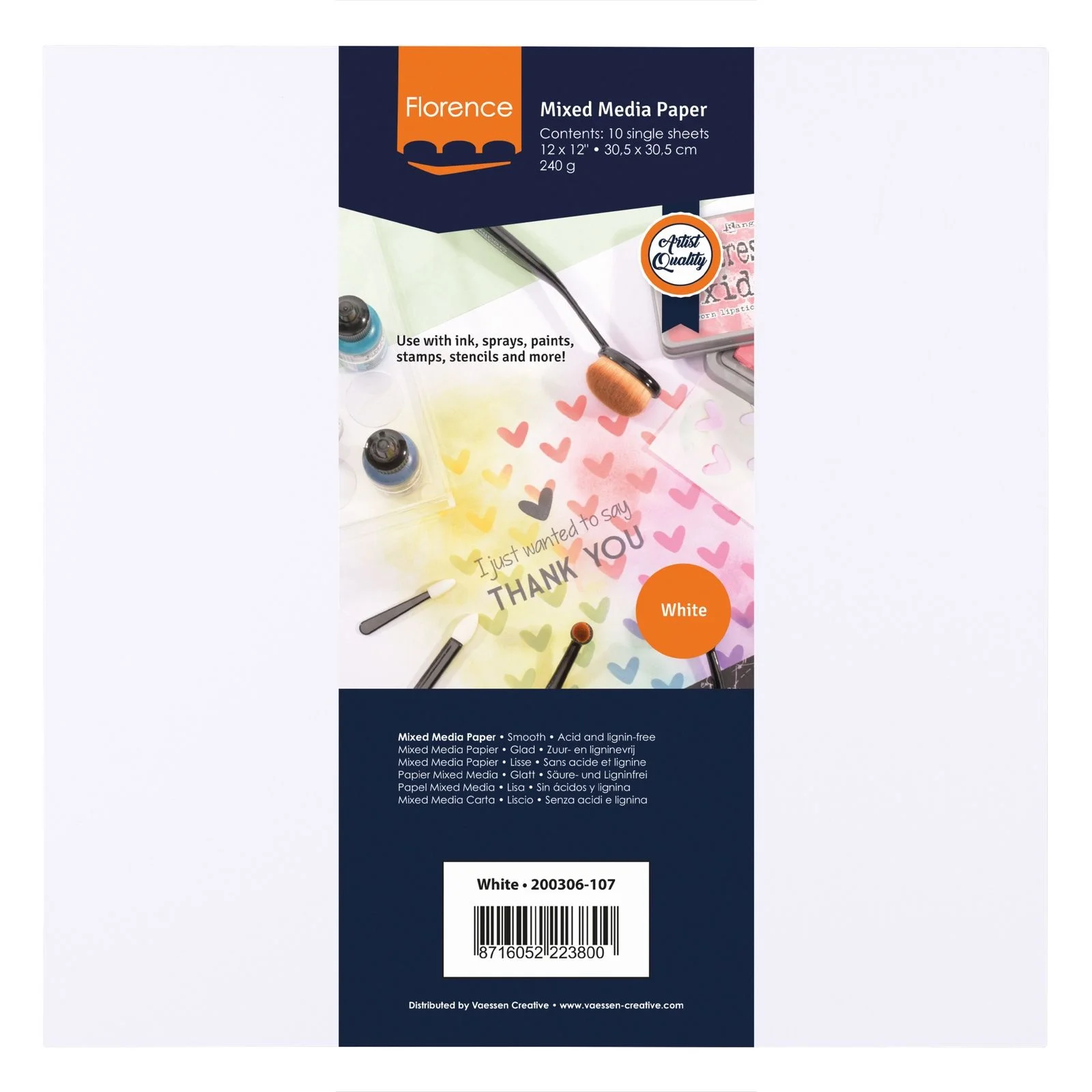 Florence • Mixed Media Papier 240g Glad 30,5x30,5cm Wit 10x