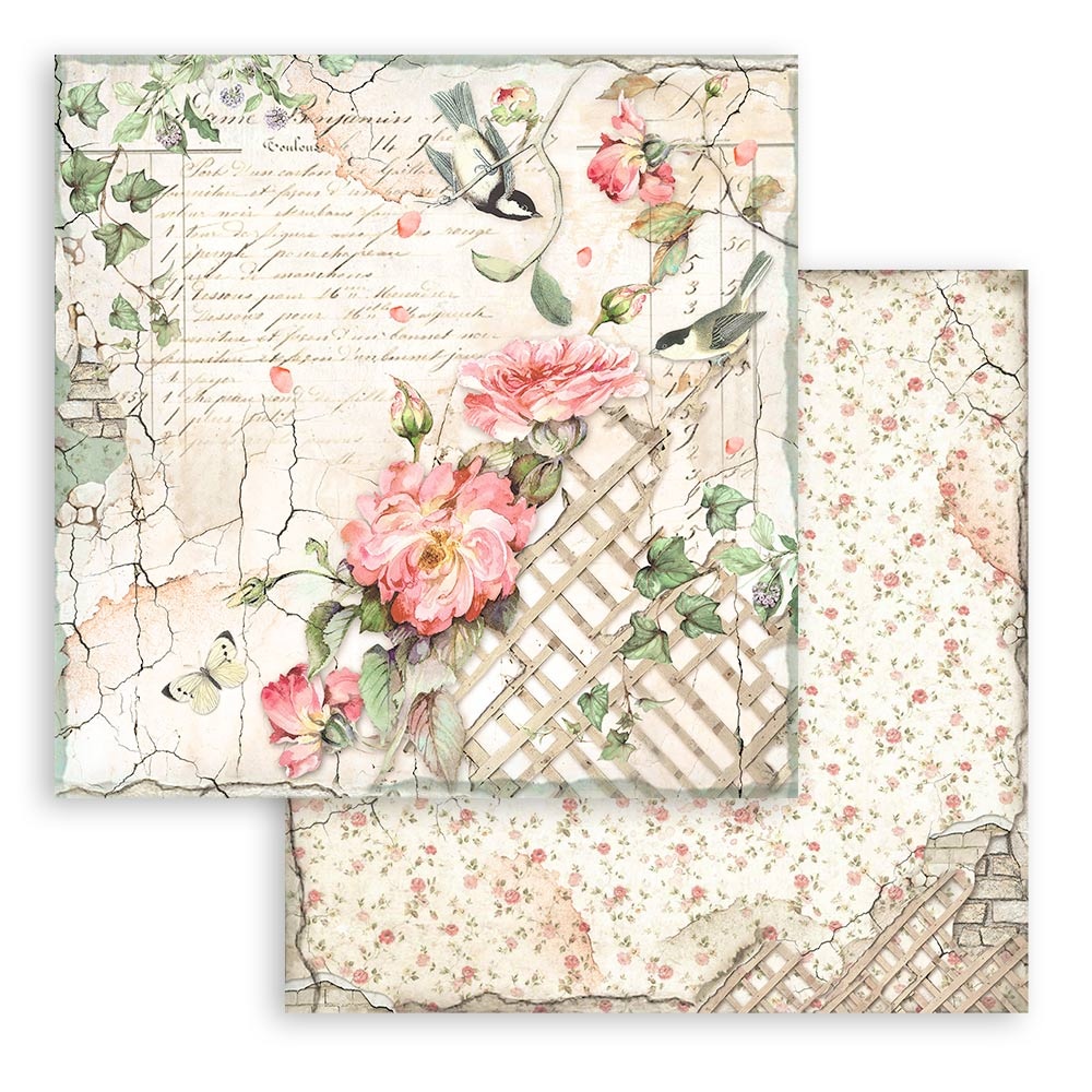 Stamperia Scrapbooking Small Pad 10 sheets cm 20,3X20,3 (8"X8") - House of Roses