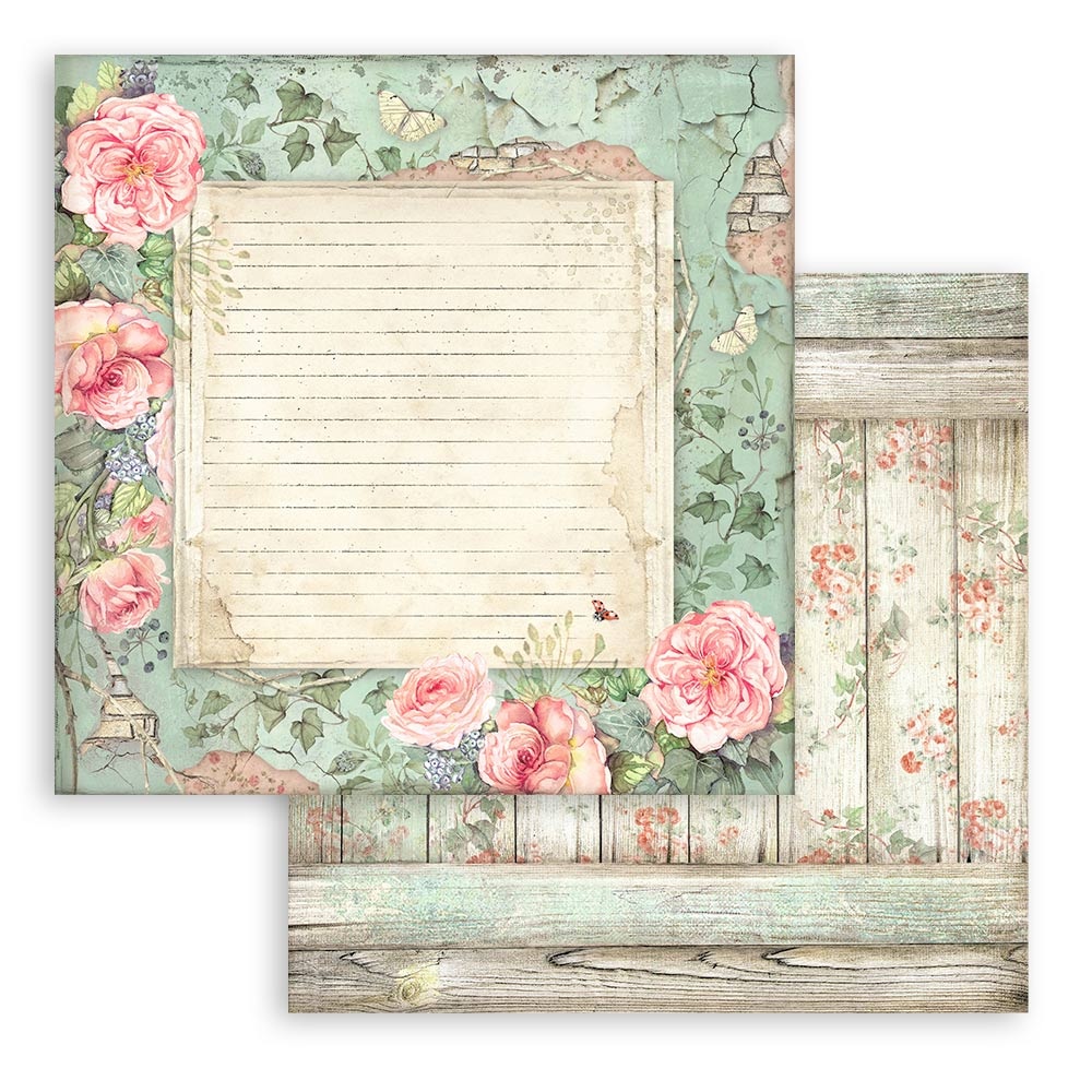 Stamperia Scrapbooking Small Pad 10 sheets cm 20,3X20,3 (8"X8") - House of Roses