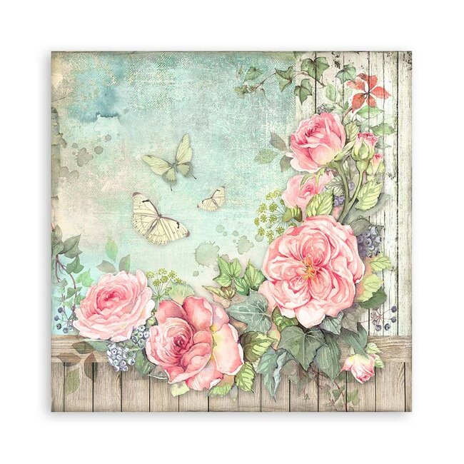 Stamperia Papierblok 20,3x20,3 cm - 22 vellen - Single Face House of Roses
