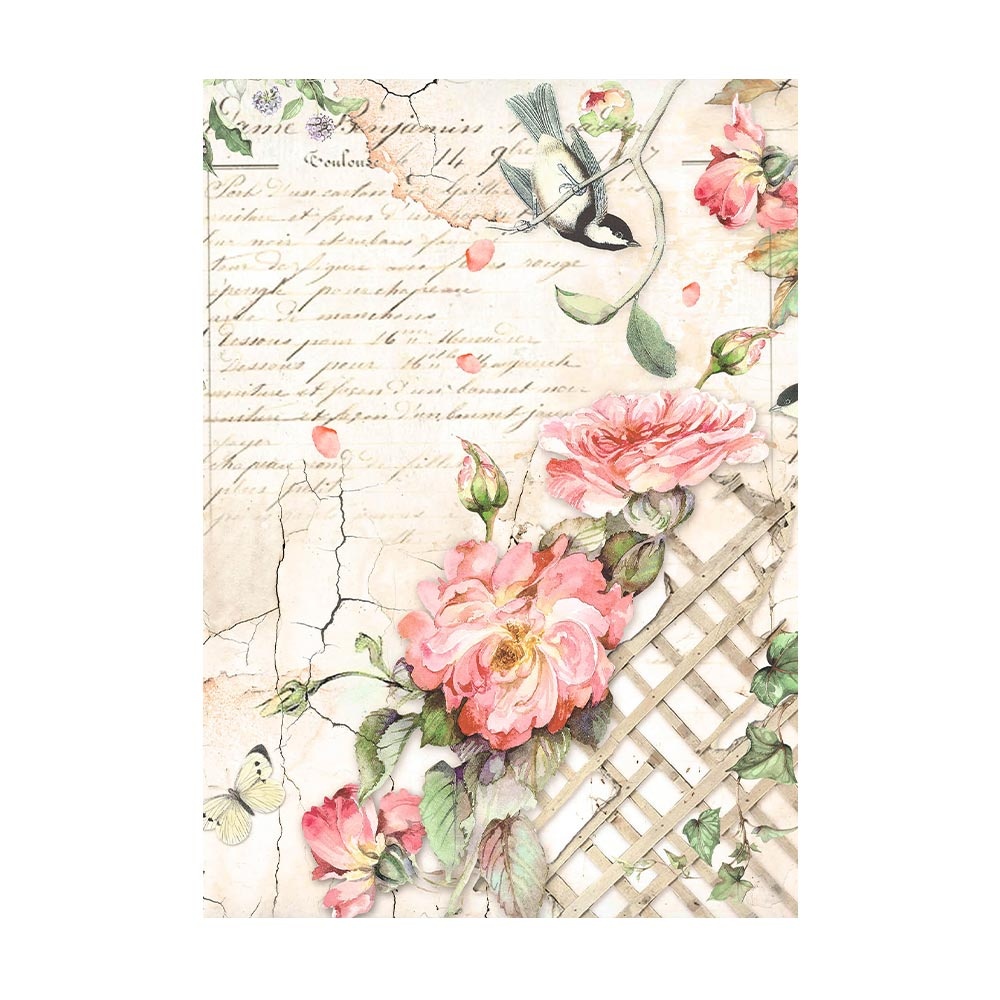 Stamperia Selection 8 Rice paper A6 backgrounds - House of Roses