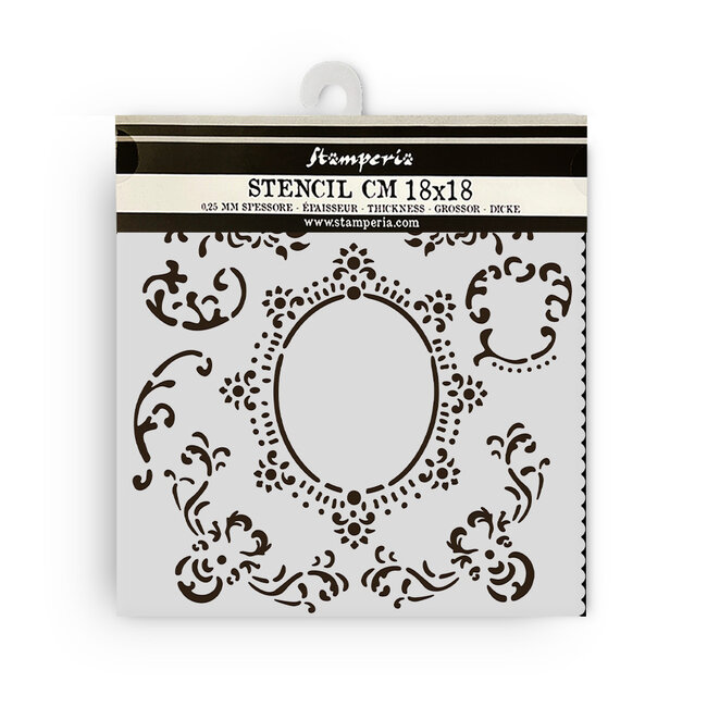 Stamperia Thick stencil cm 18X18 - House of Roses border with frame