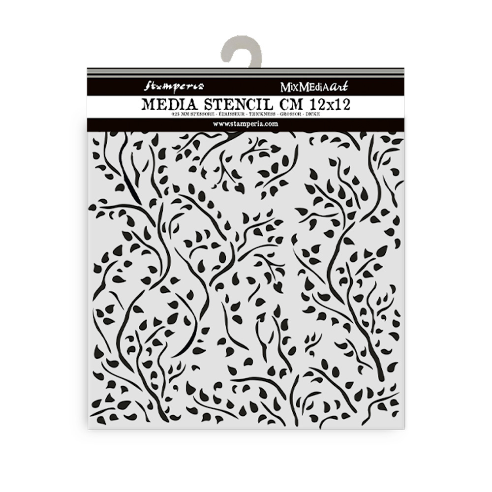 Stamperia Thick stencil cm 12X12 - House of Roses brench pattern