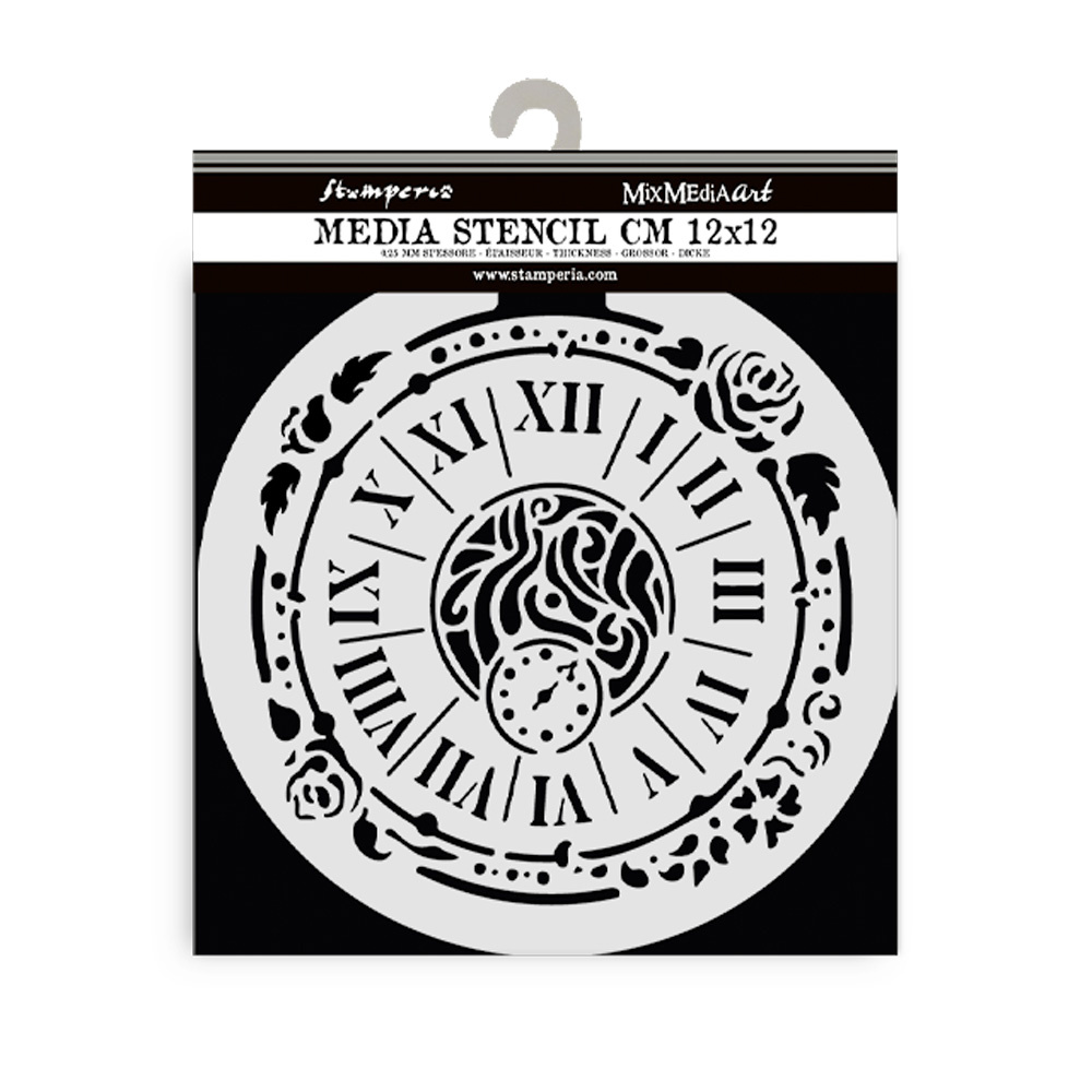 Stamperia Thick stencil cm 12X12 - House of Roses clock