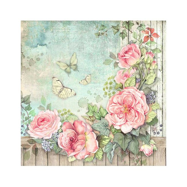 Stamperia Pack 4 sheets fabric cm 30x30 - House of Roses