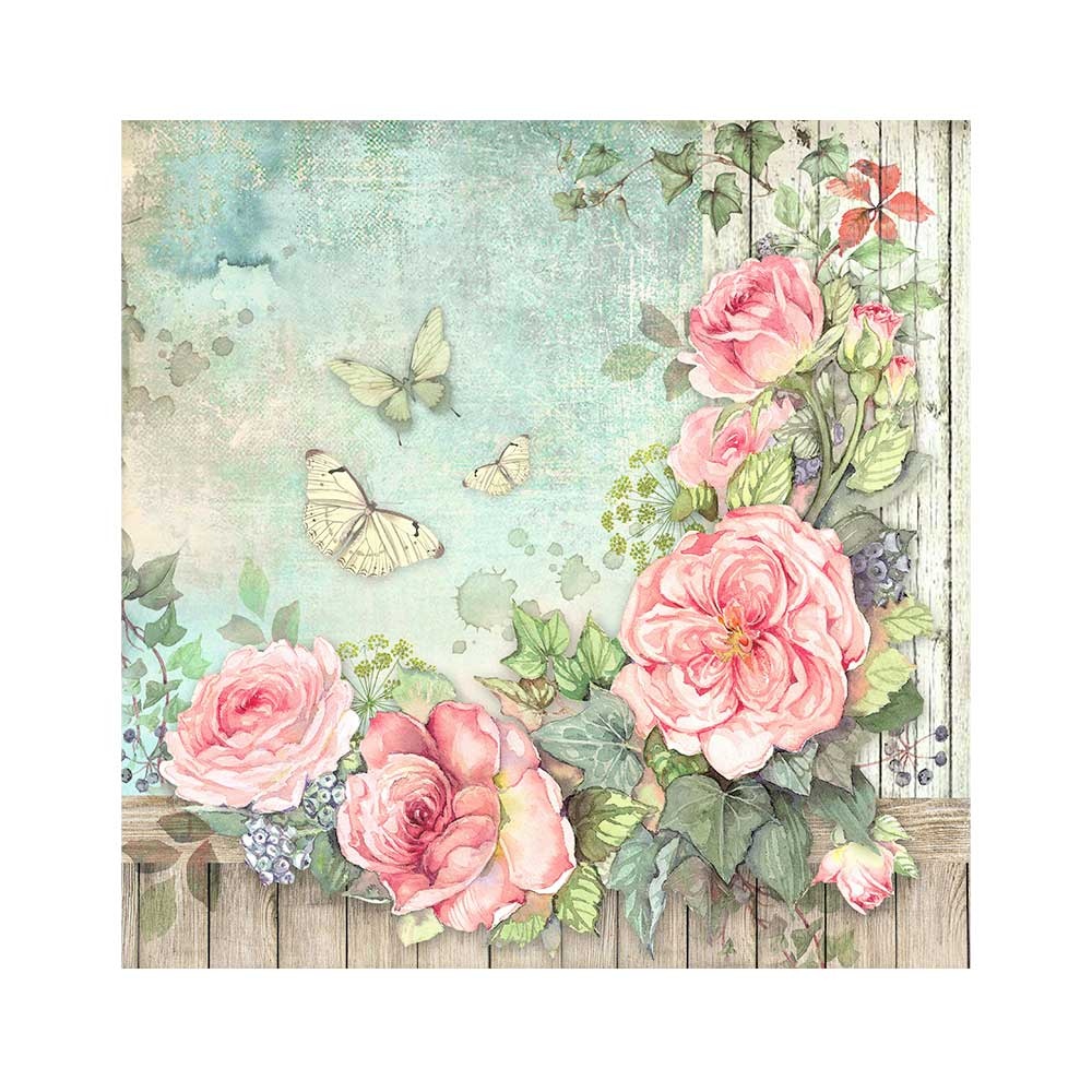 Stamperia Pack 4 sheets fabric cm 30x30 - House of Roses