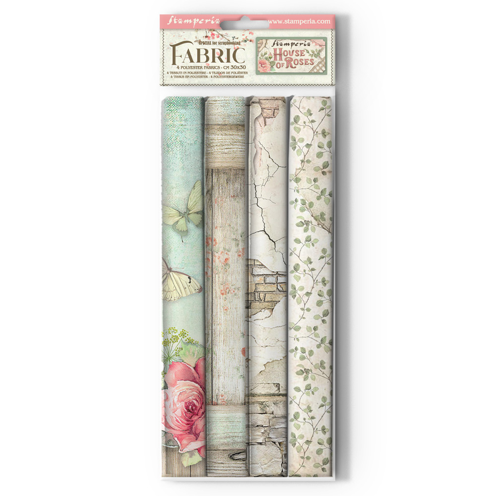 Stamperia Pack 4 sheets fabric cm 30x30 - House of Roses