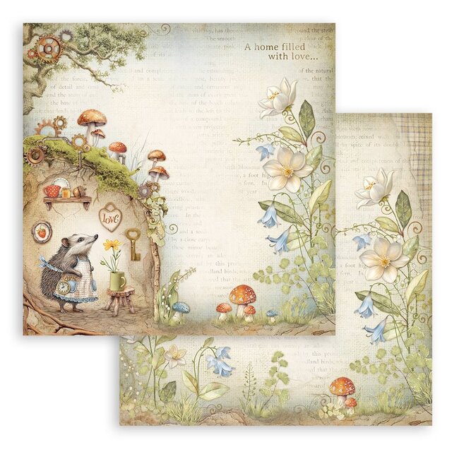 Stamperia Papierblok 30,5x30,5 cm - 10 vellen - Hidden Grove